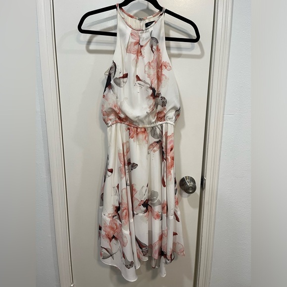 WHBM Pink and white floral flare midi summer dress sleeveless - Picture 3 of 10